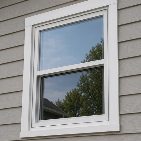 Close-up photograph of windows on a house